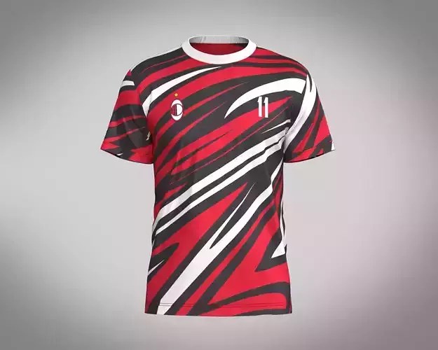 Soccer Red Print Jersey-11