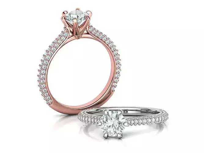 Isabella Solitaire Engagement Ring with 1ct Crown Head Design  3D print model
