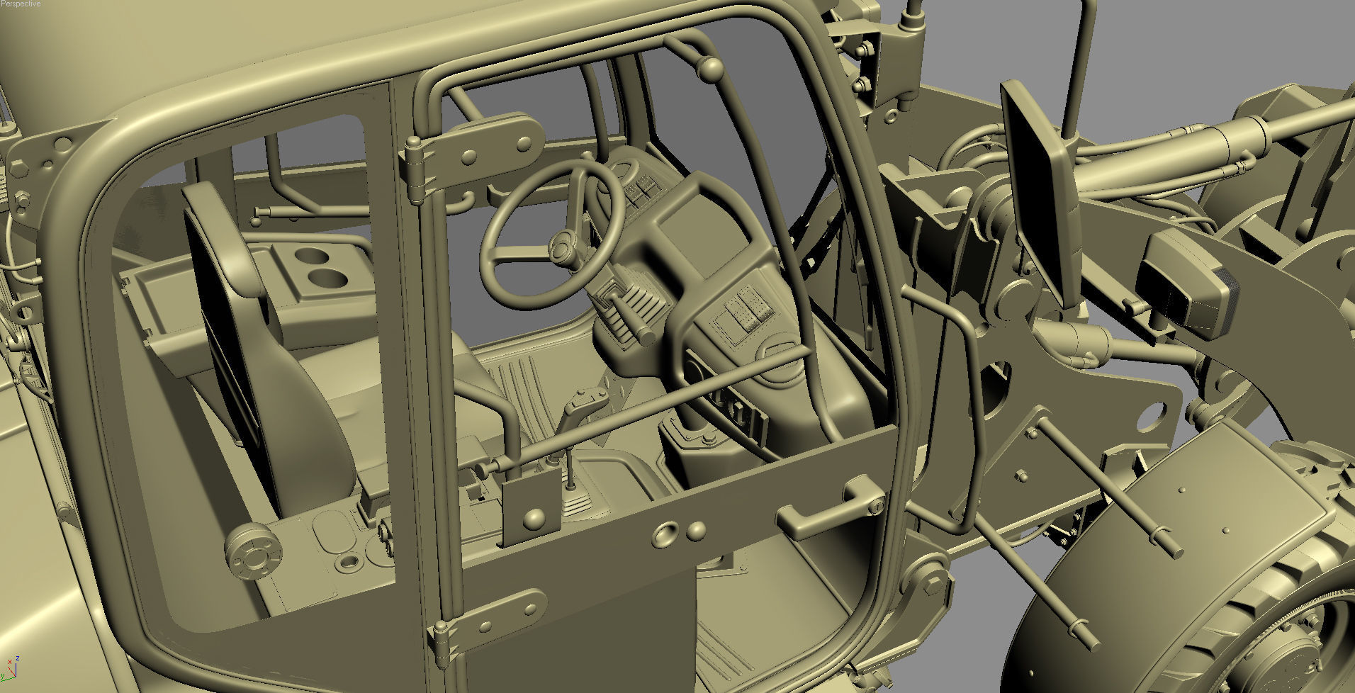 Komatsu WA70-7 Wheel Loader Rigged 3D model_29