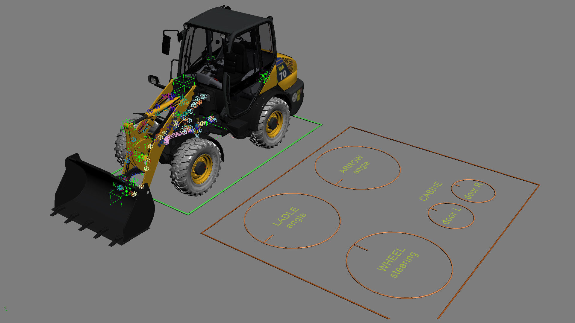 Komatsu WA70-7 Wheel Loader Rigged 3D model_2