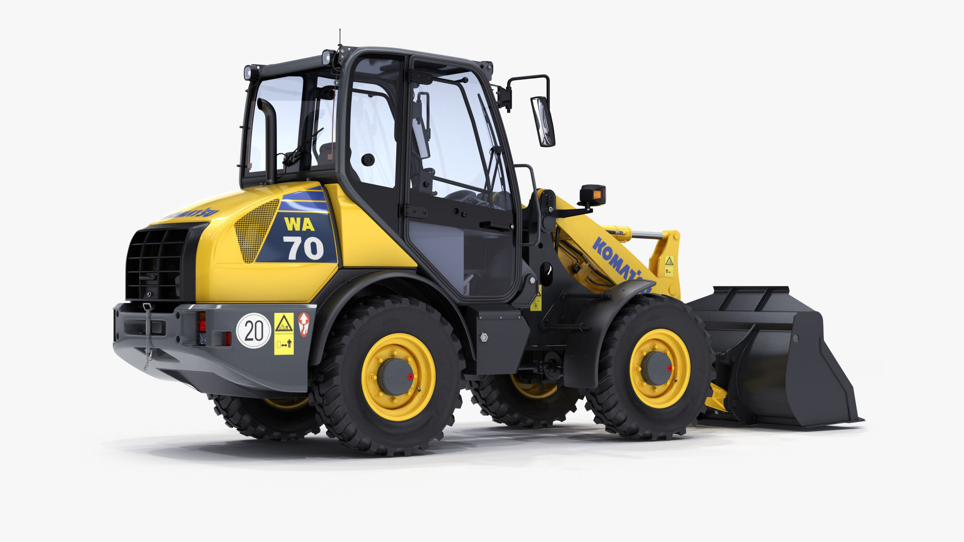 Komatsu WA70-7 Wheel Loader Rigged 3D model_7