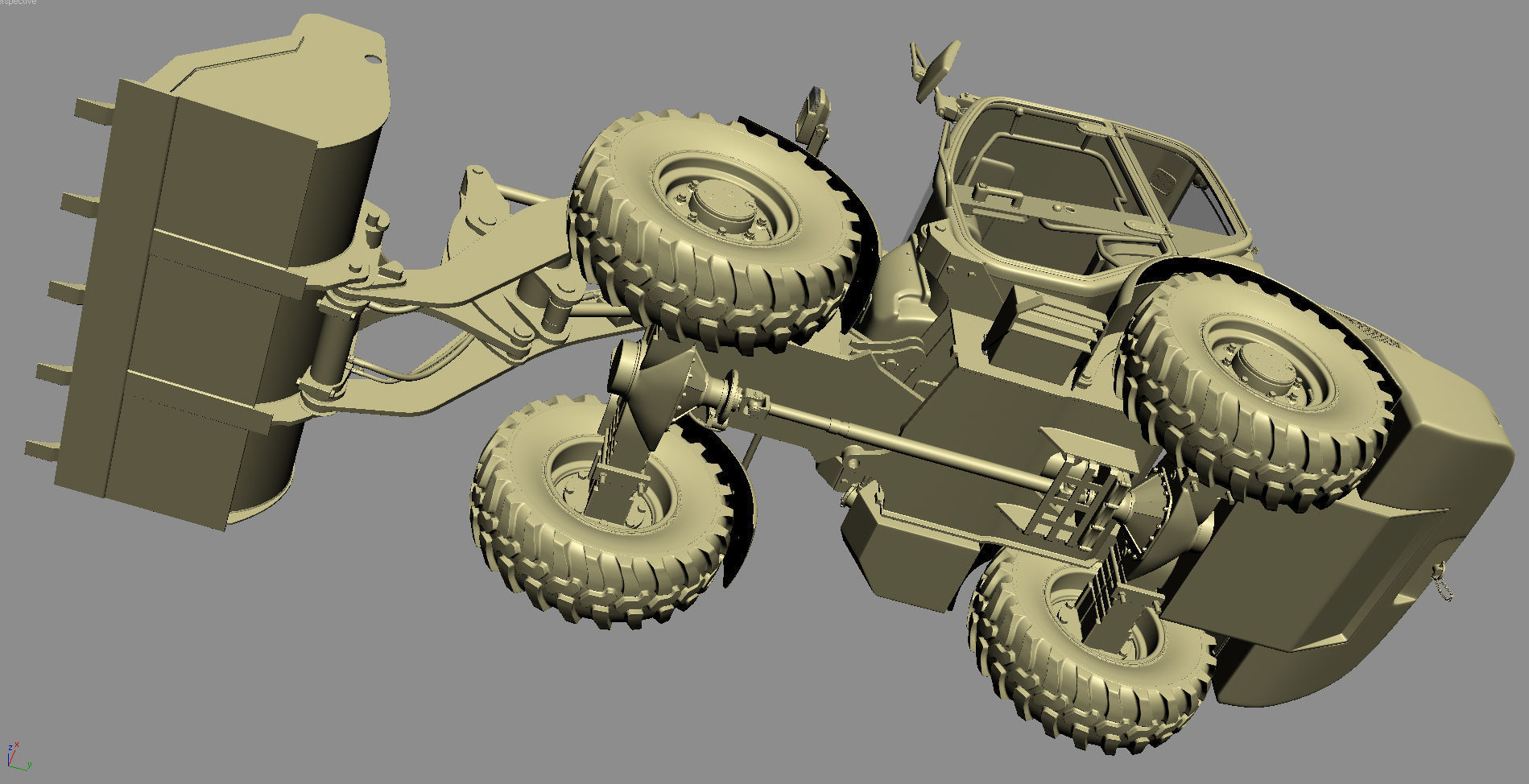 Komatsu WA70-7 Wheel Loader Rigged 3D model_35