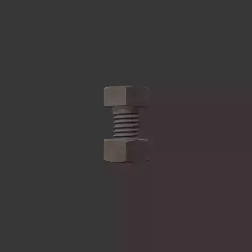 M5 Hex Bolts and Nuts with Rusty Iron Texture 3D model 4