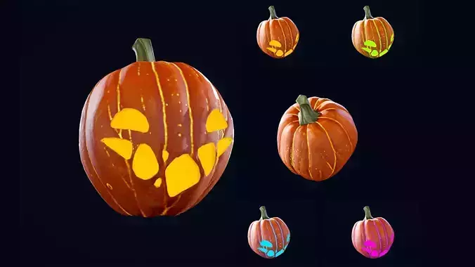 Halloween Pumpkin Head 01 - Game Ready - Textured PBR Low-poly 3D model