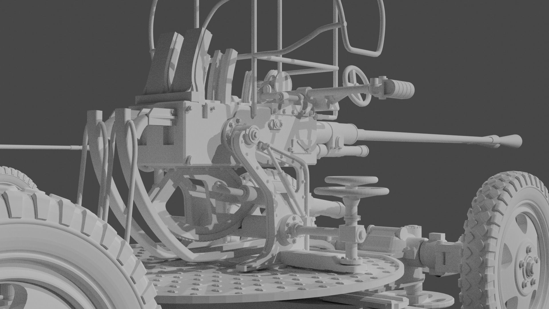Soviet 37 mm AA gun M1939 3D Printable with Gun Carriage 3D print model_2