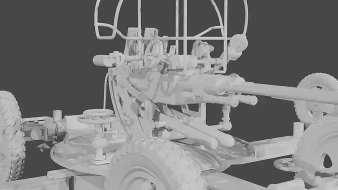 Soviet 37 mm AA gun M1939 3D Printable with Gun Carriage 3D print model