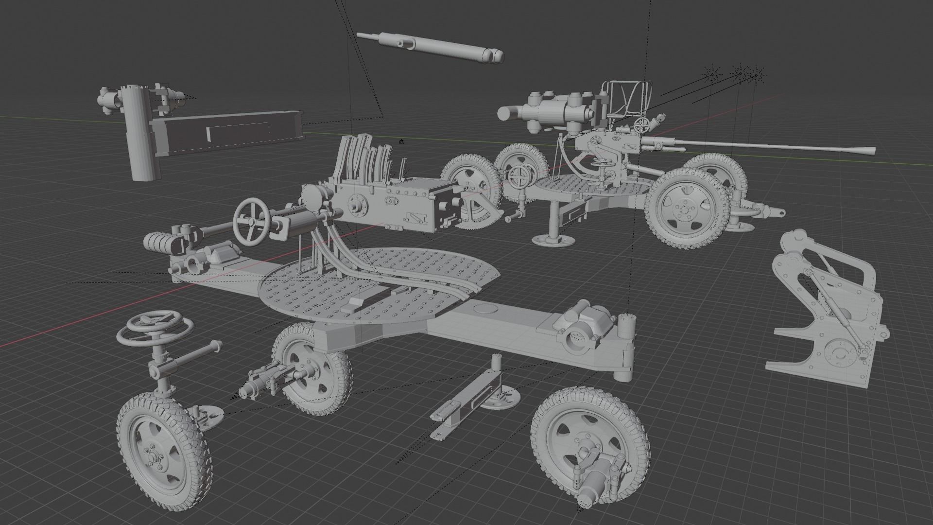 Soviet 37 mm AA gun M1939 3D Printable with Gun Carriage 3D print model_6