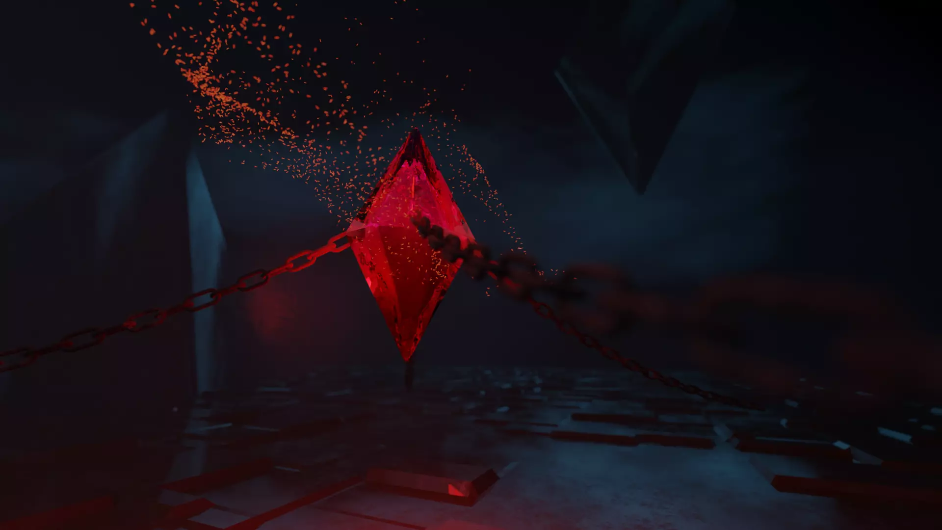 Scene with mysterious stone 3D model