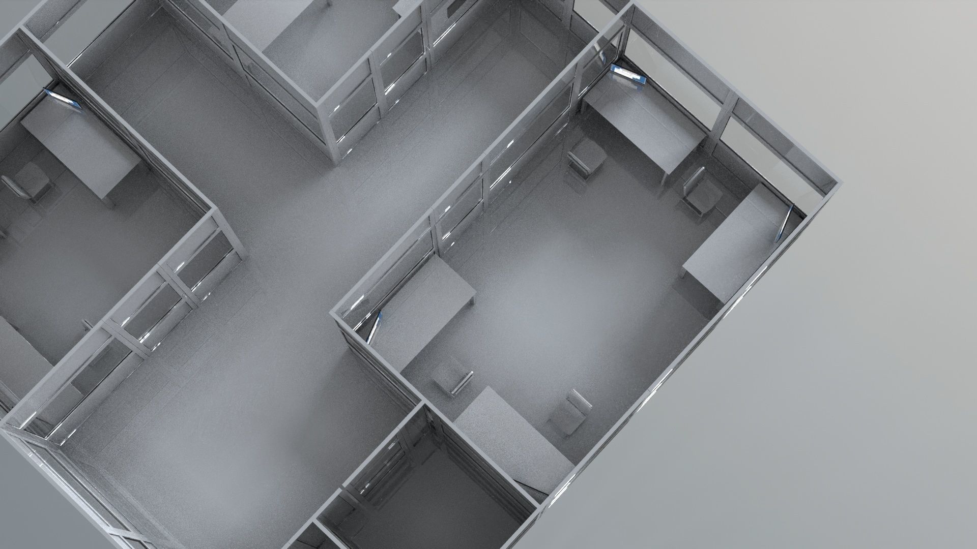 office partitions plastic partitions  set Low-poly 3D model_12