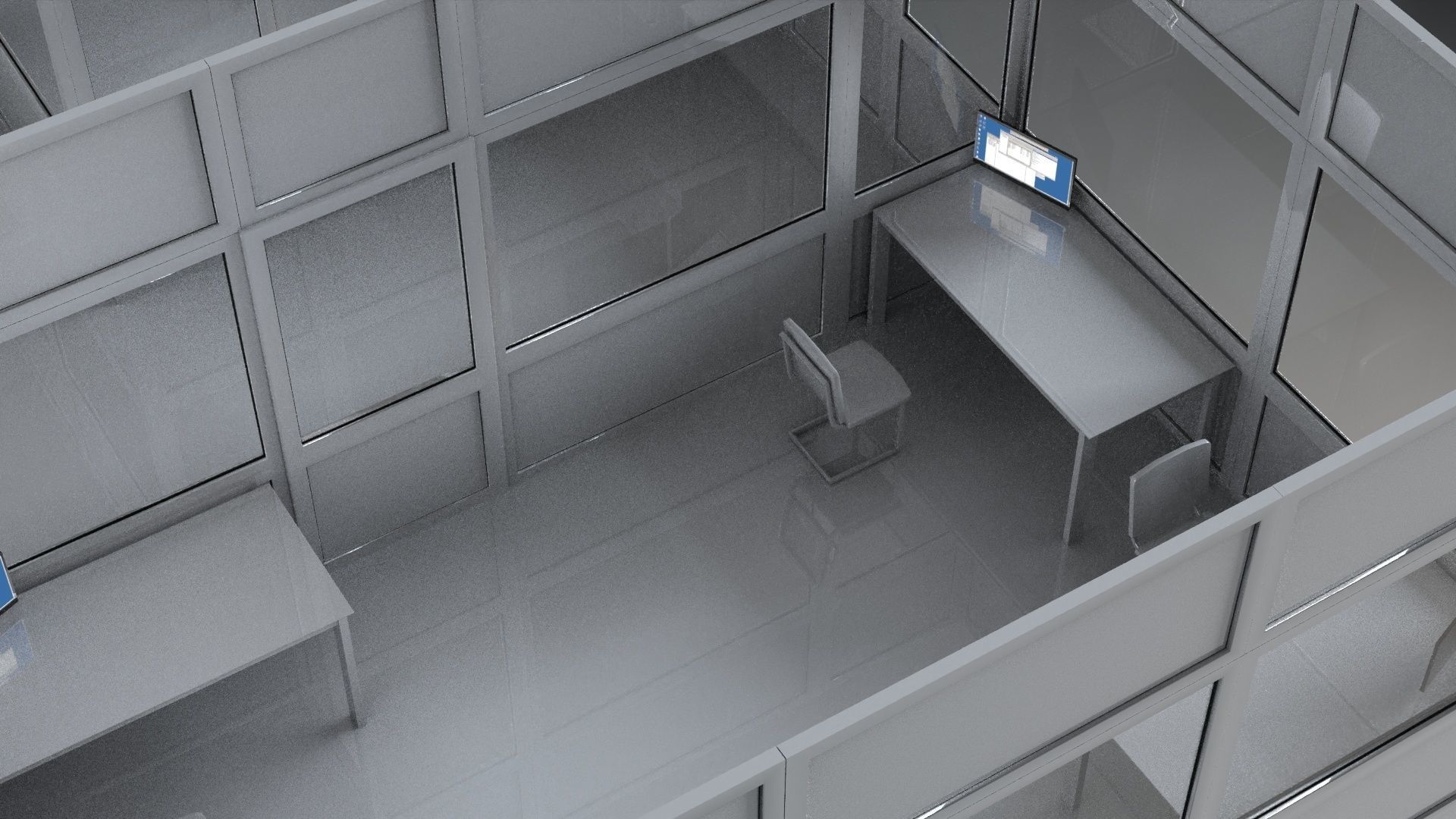 office partitions plastic partitions  set Low-poly 3D model_3