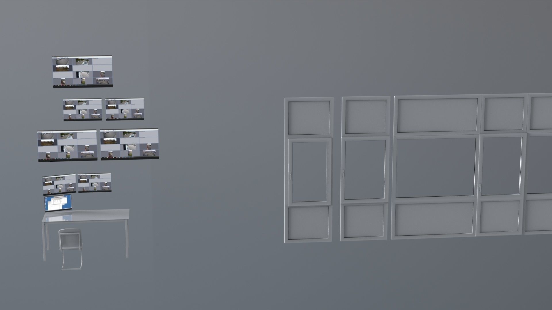 office partitions plastic partitions  set Low-poly 3D model_16