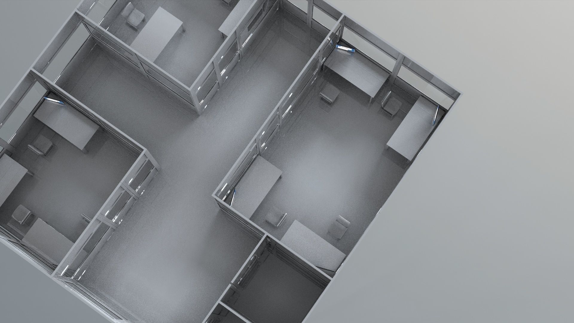 office partitions plastic partitions  set Low-poly 3D model_14