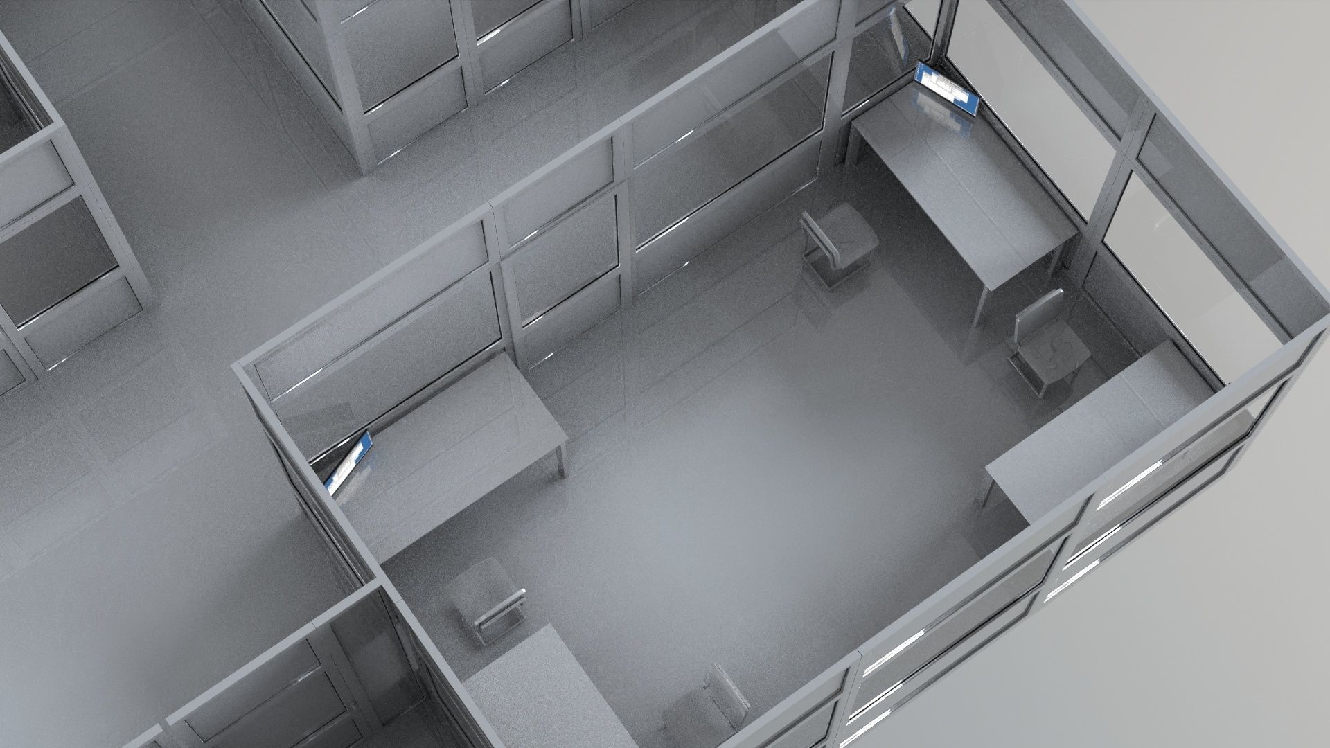 office partitions plastic partitions  set Low-poly 3D model_8