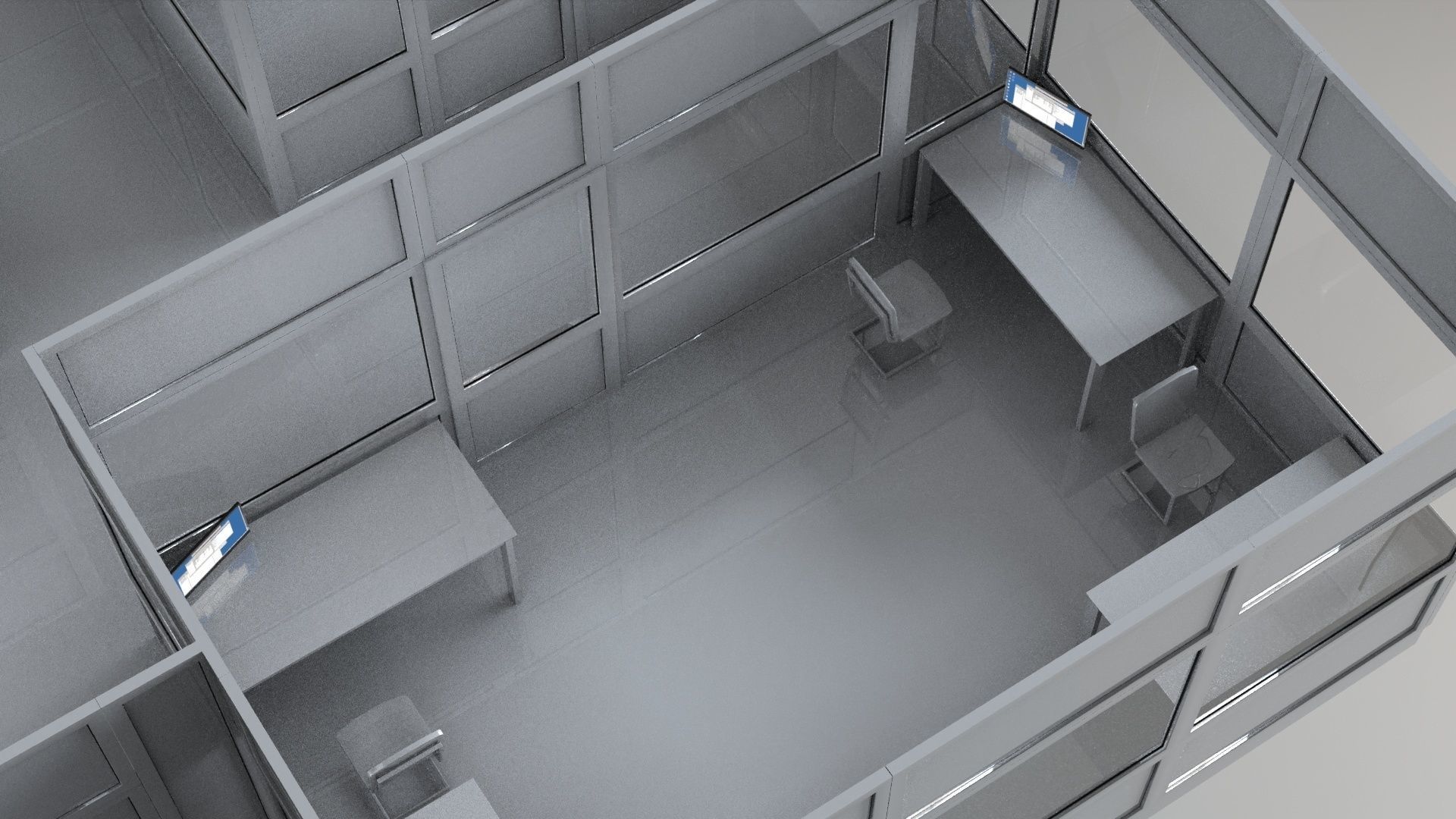 office partitions plastic partitions  set Low-poly 3D model_6