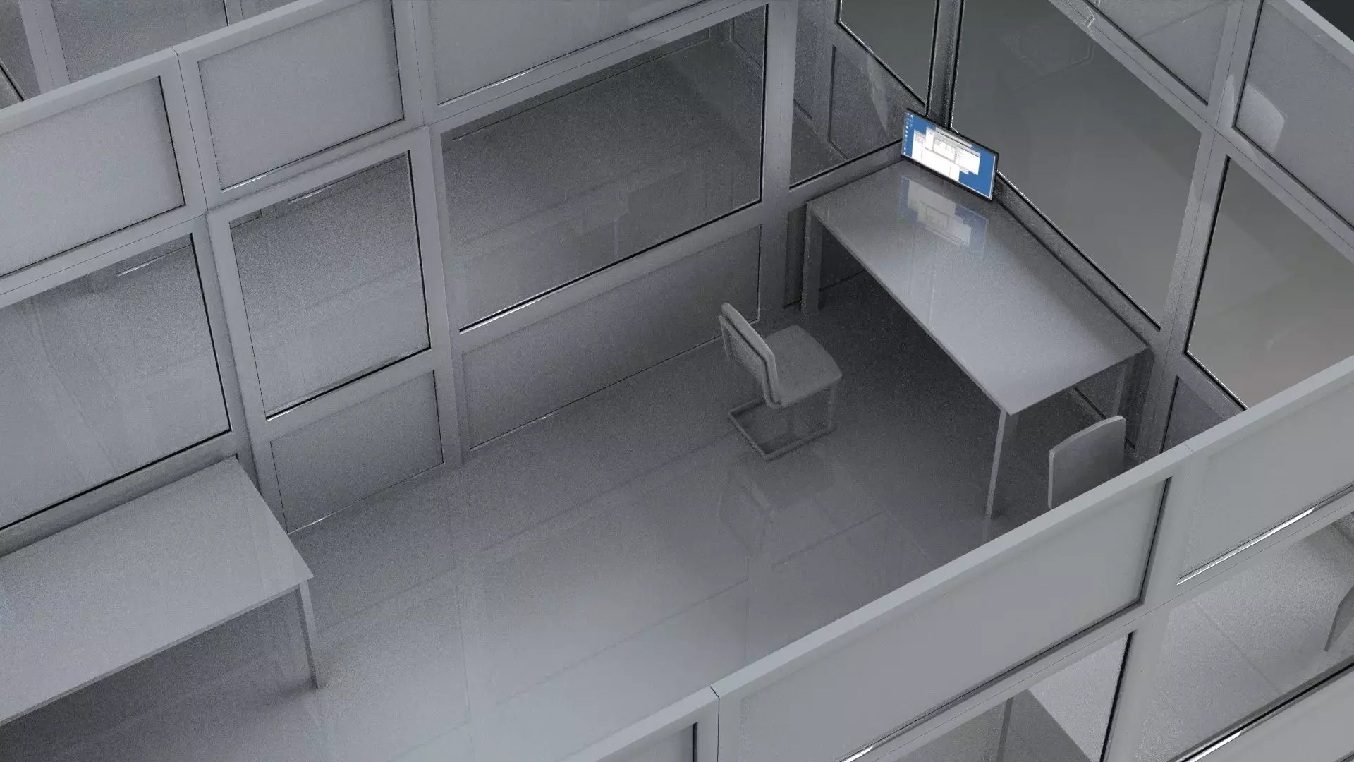 office partitions plastic partitions  set Low-poly 3D model_0