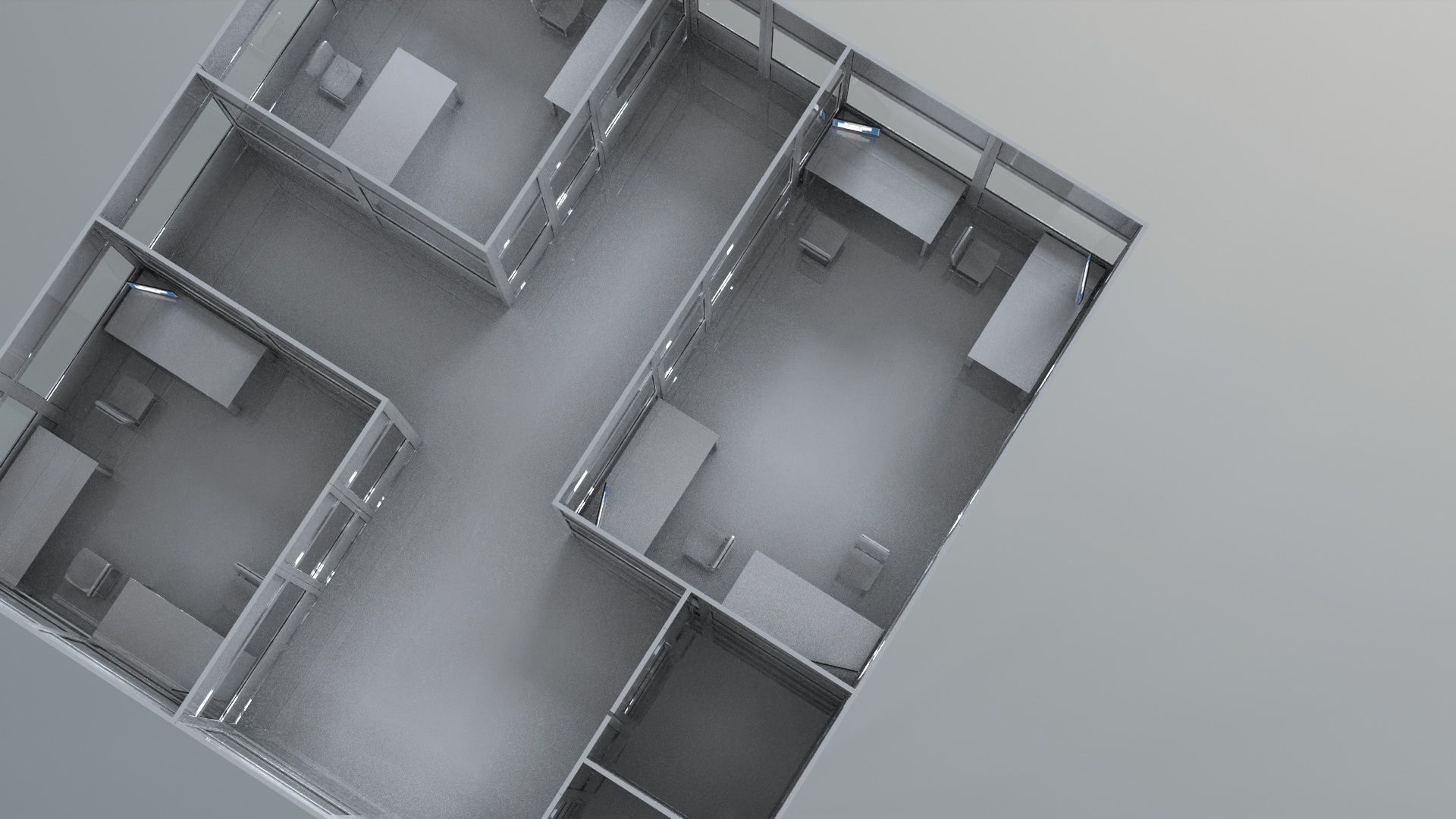 office partitions plastic partitions  set Low-poly 3D model_15