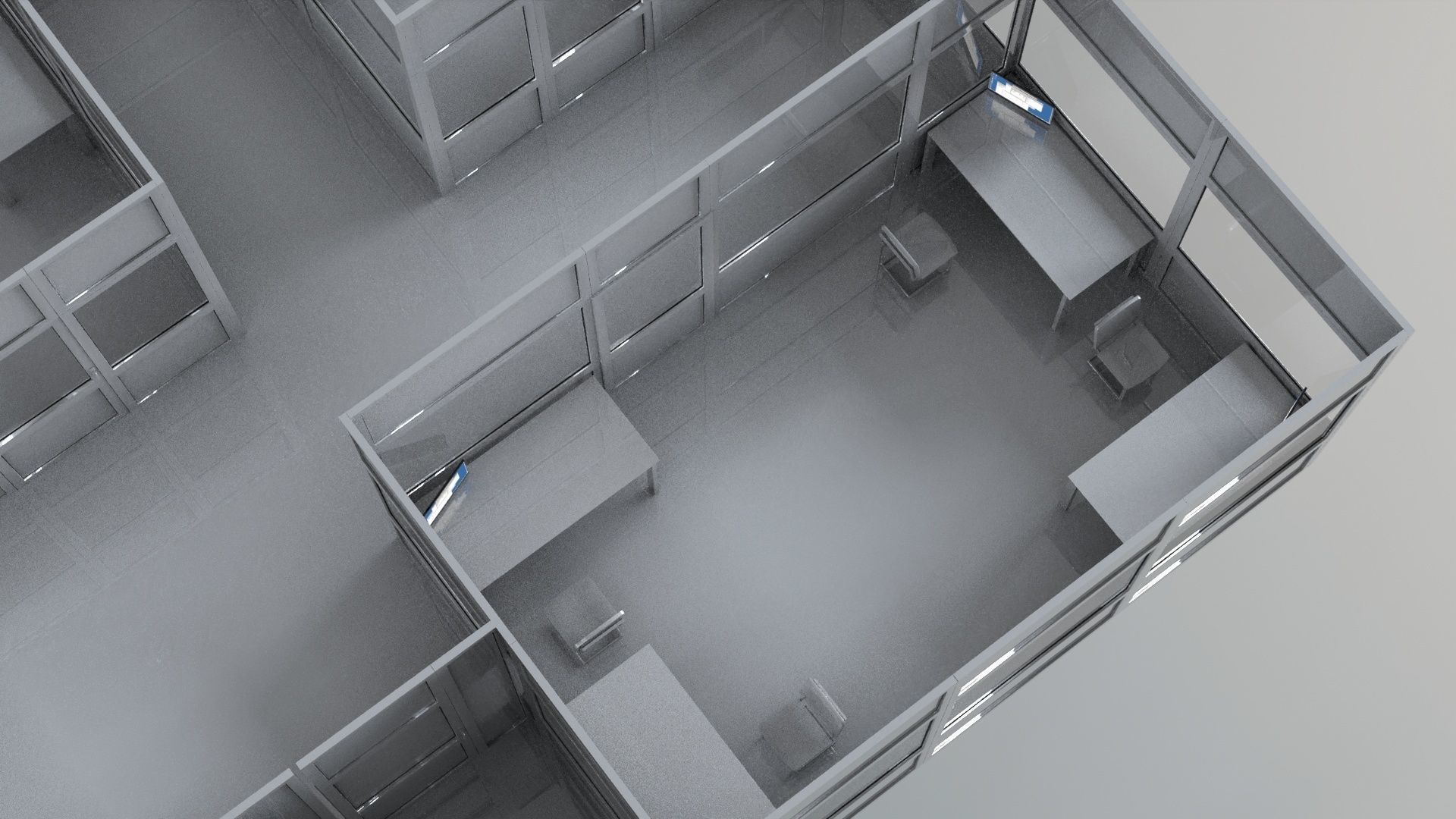 office partitions plastic partitions  set Low-poly 3D model_9