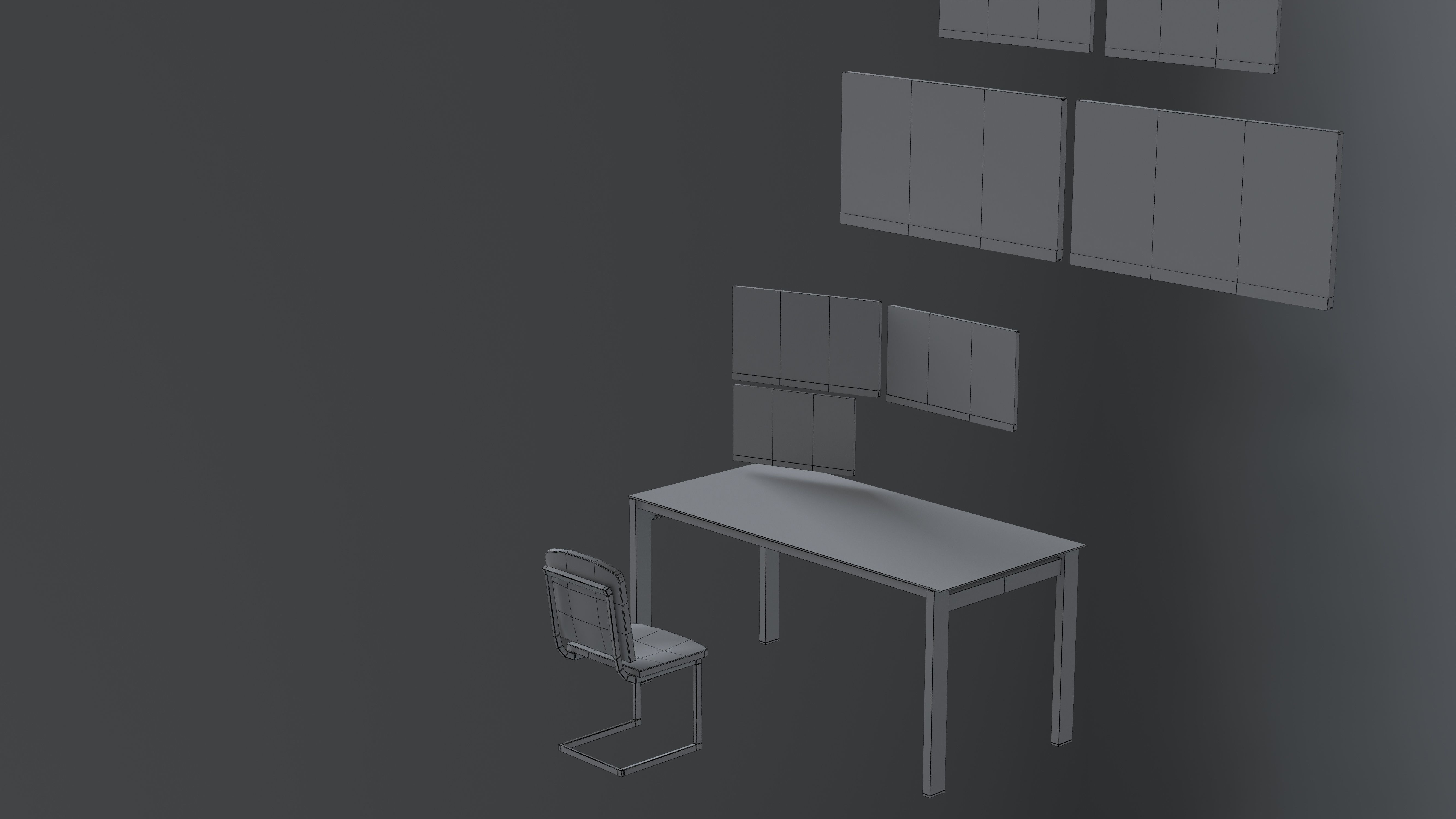 office partitions plastic partitions  set Low-poly 3D model_21