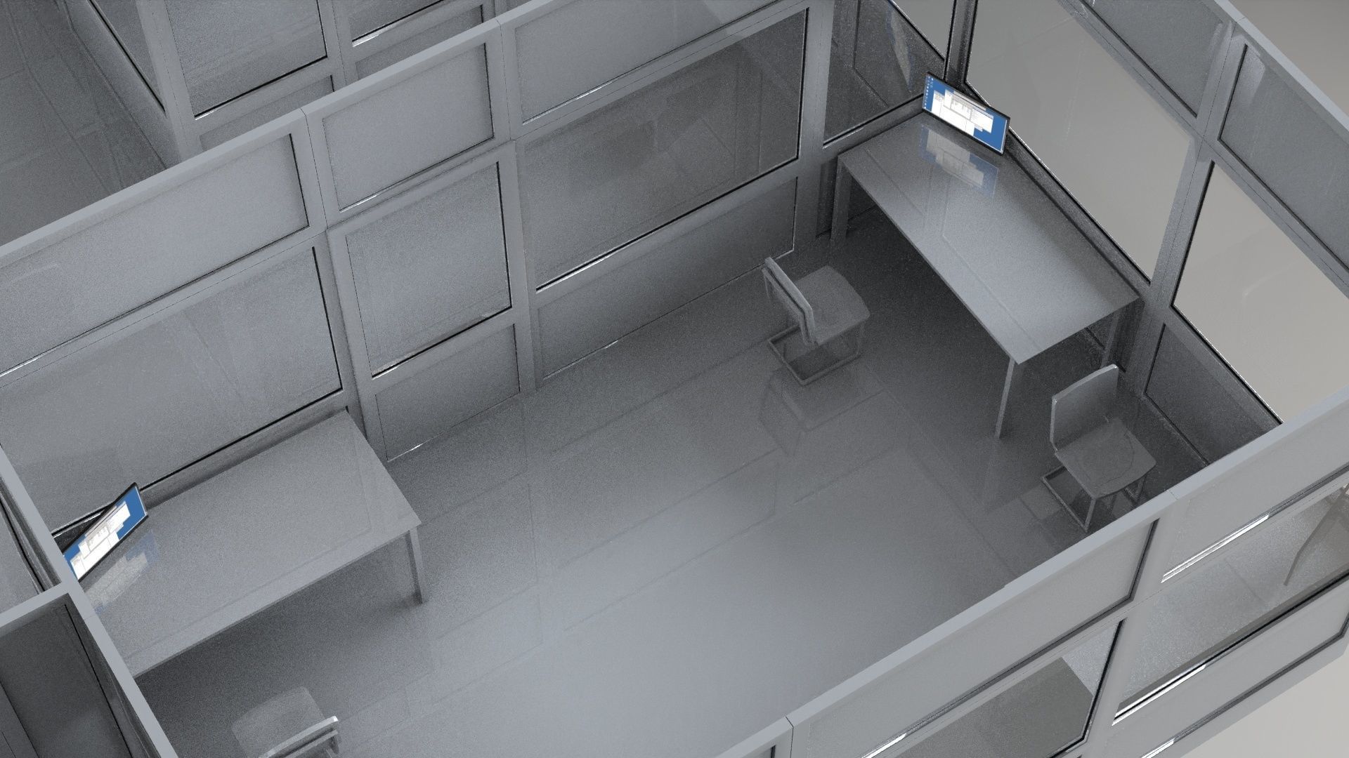 office partitions plastic partitions  set Low-poly 3D model_5