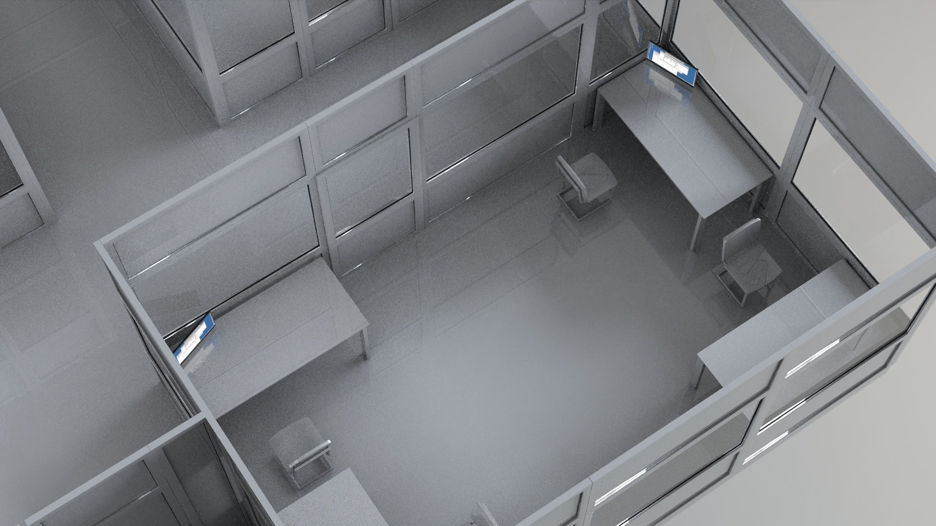 office partitions plastic partitions  set Low-poly 3D model_7