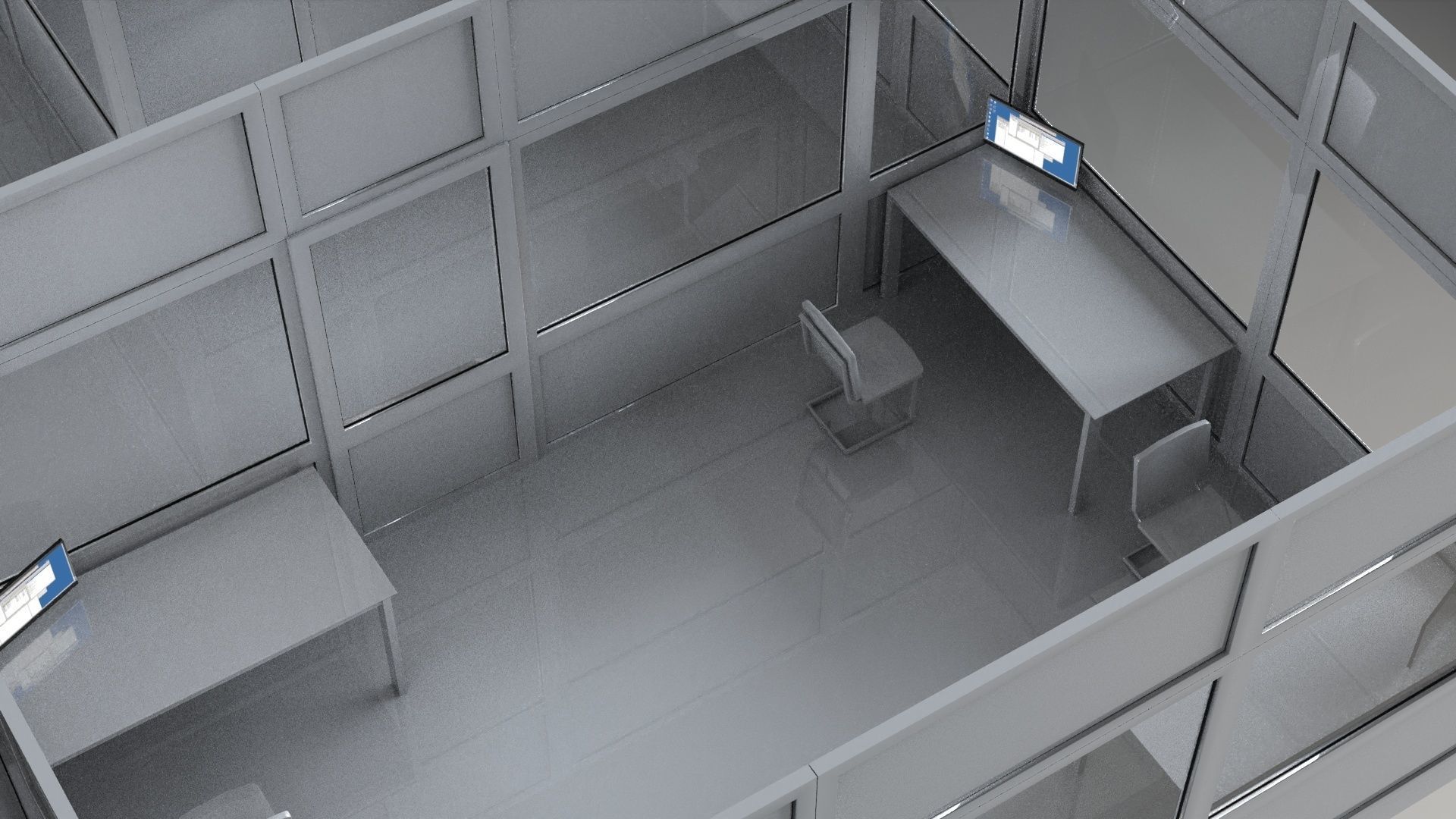 office partitions plastic partitions  set Low-poly 3D model_4