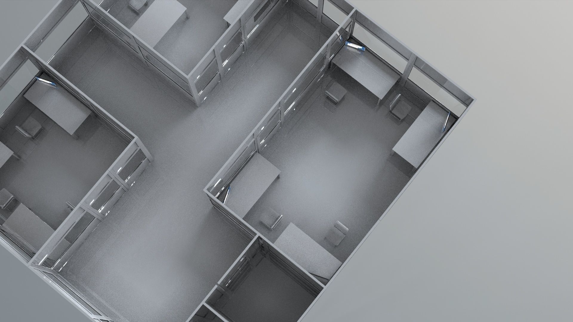 office partitions plastic partitions  set Low-poly 3D model_13