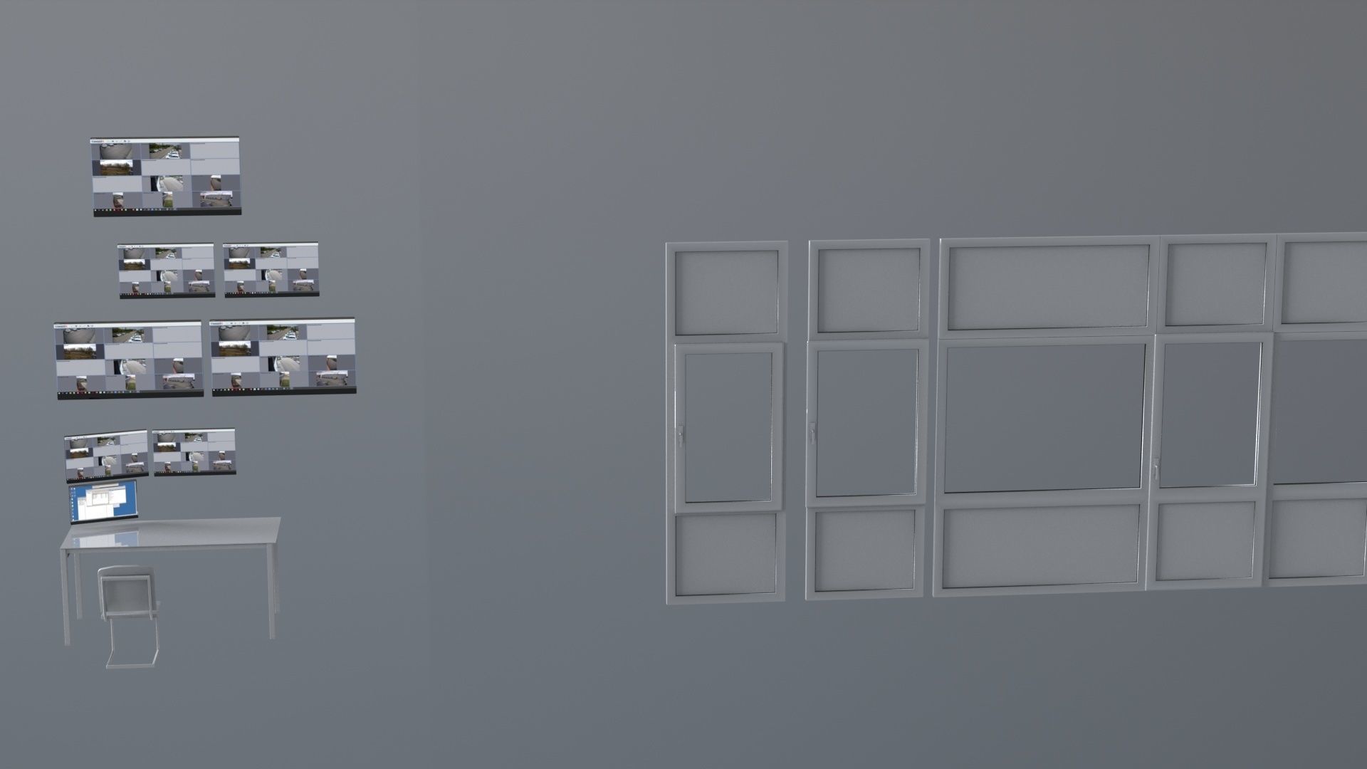office partitions plastic partitions  set Low-poly 3D model_17