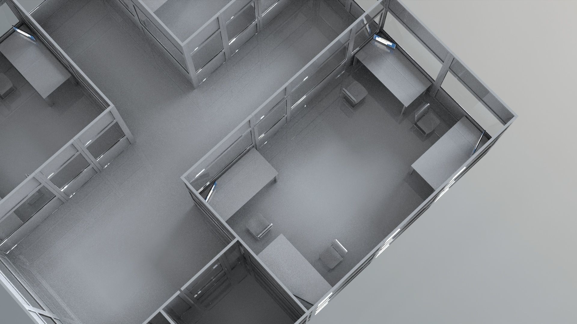 office partitions plastic partitions  set Low-poly 3D model_11