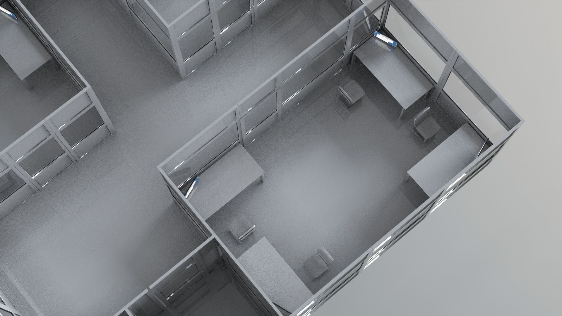 office partitions plastic partitions  set Low-poly 3D model_10