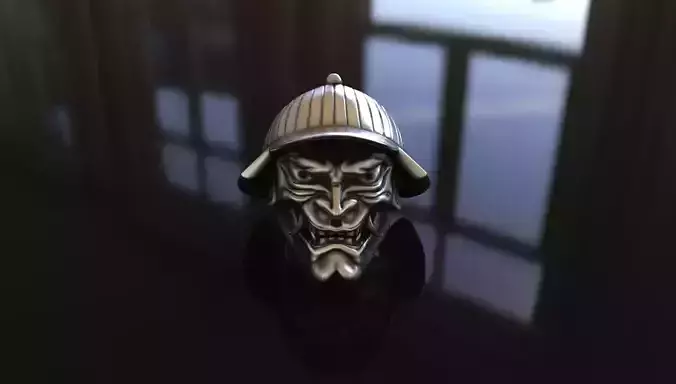 Hannya Oni Mask Ring Stl 3D Model Silver Casting 3D print