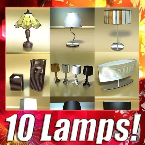 10 Table Lamps Collection 3D model_0