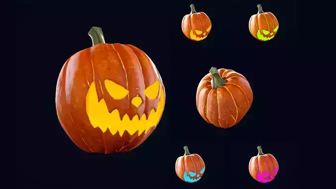 Halloween Pumpkin Head 02 - Game Ready - Textured PBR Low-poly 3D model