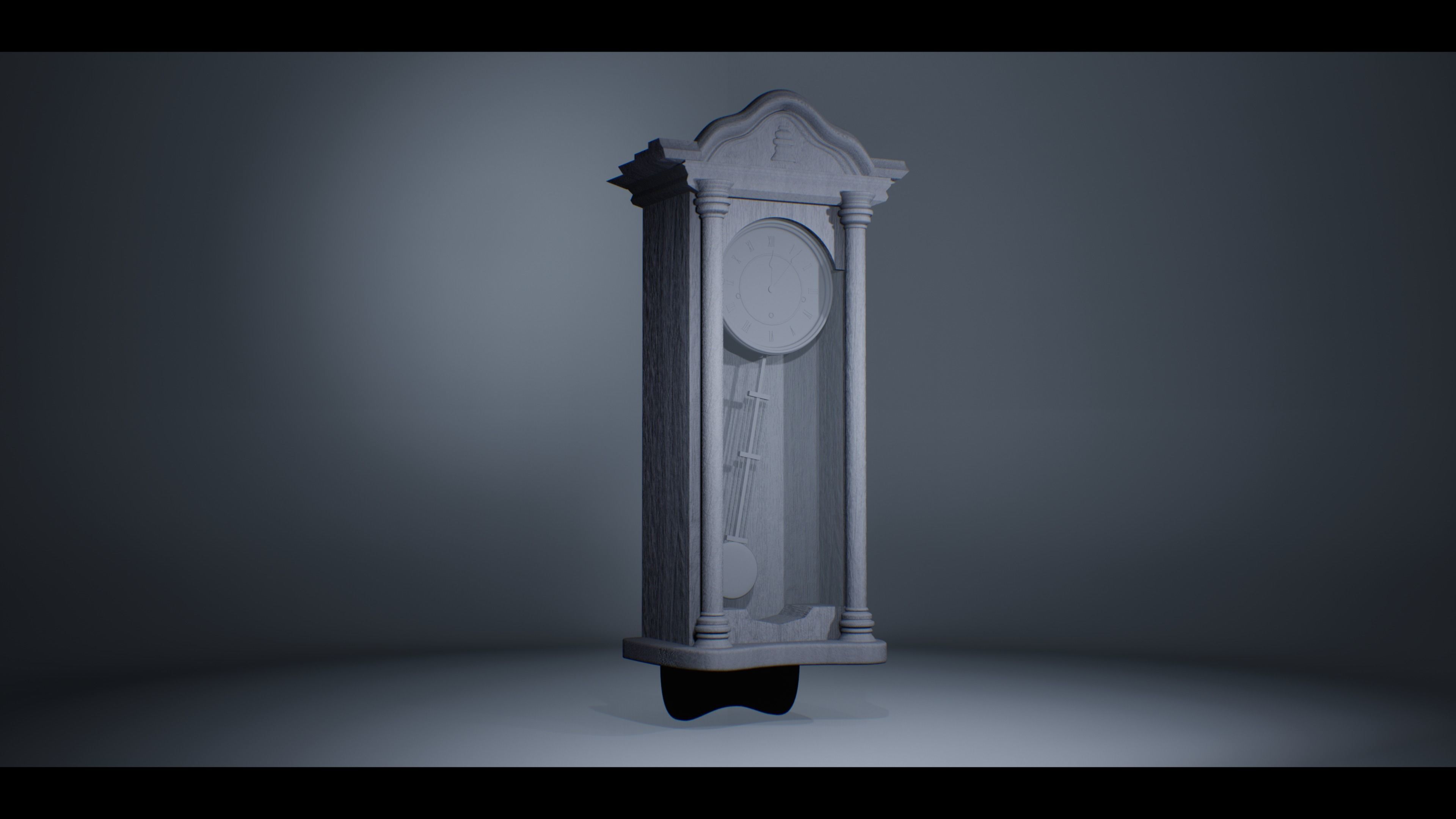 Old Pendulum Wall Clock  3D model_2