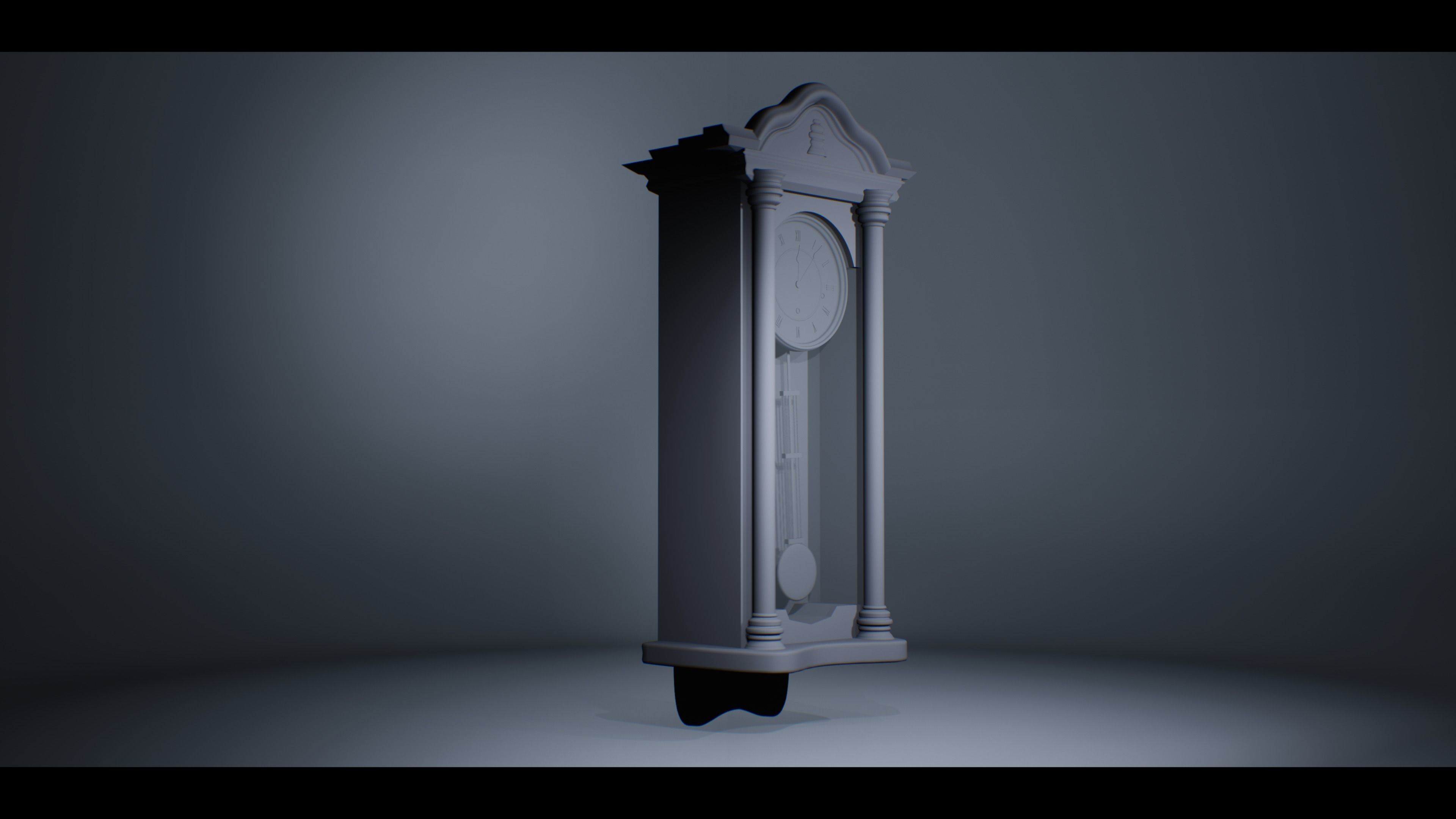 Old Pendulum Wall Clock  3D model_3