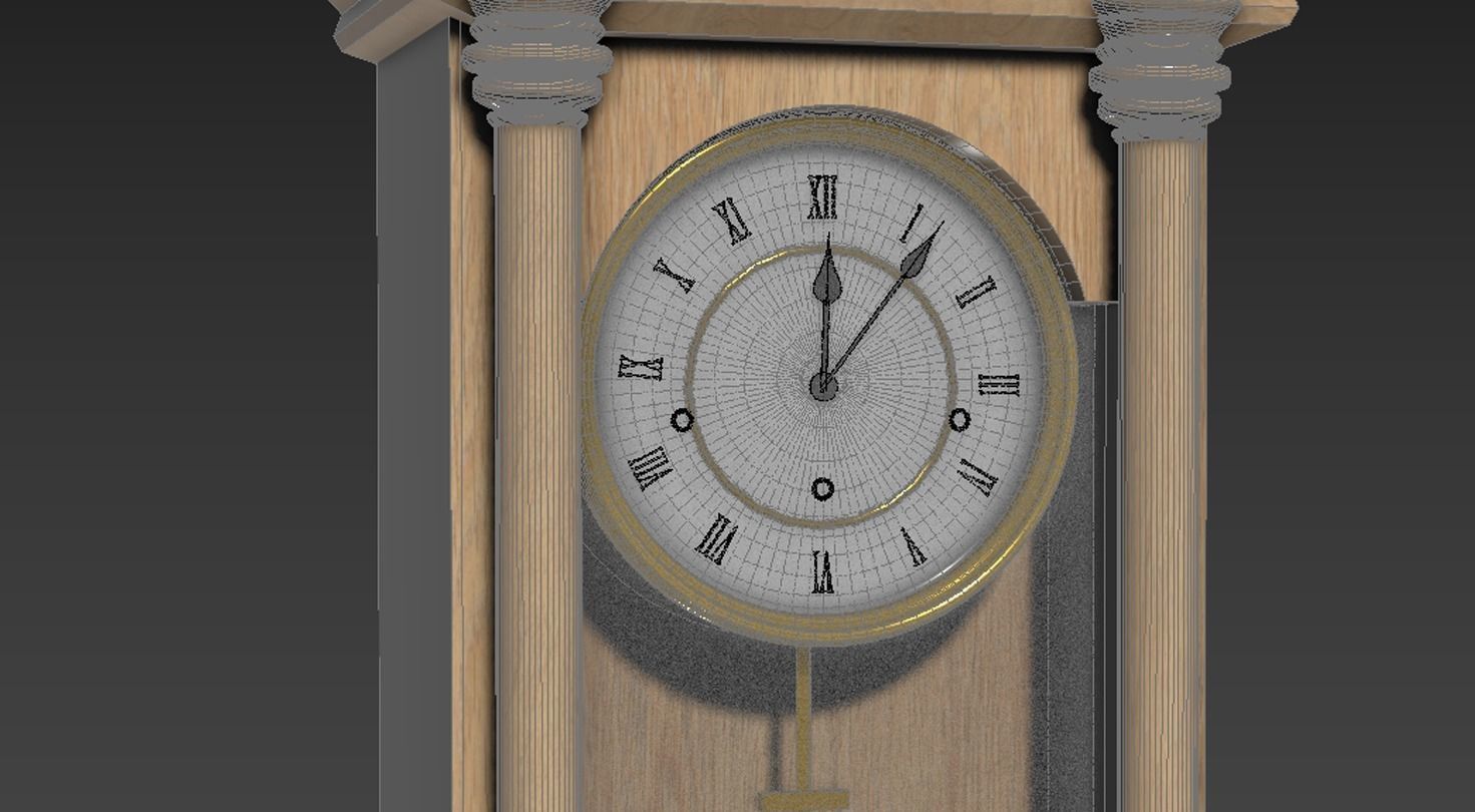 Old Pendulum Wall Clock  3D model_5