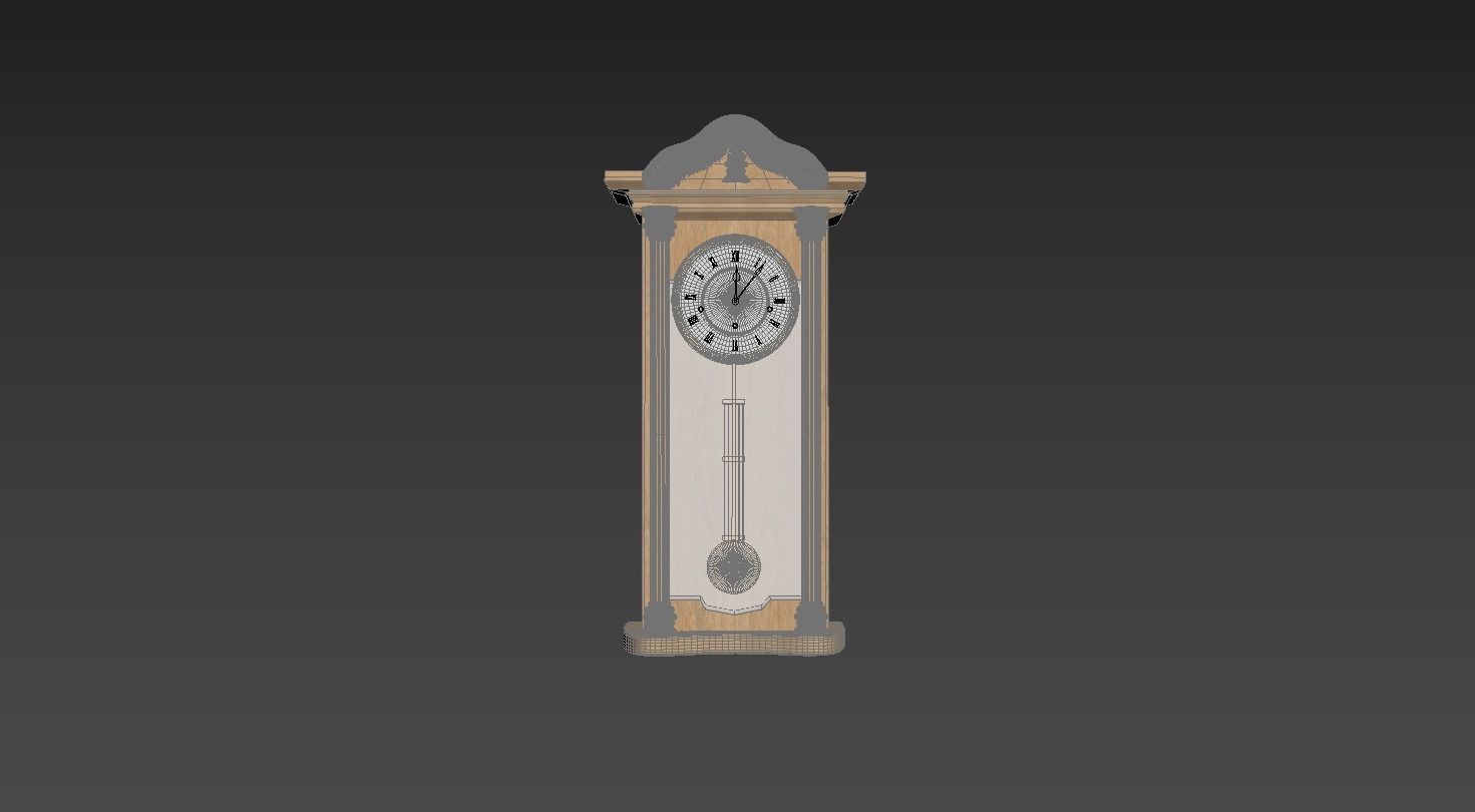 Old Pendulum Wall Clock  3D model_4