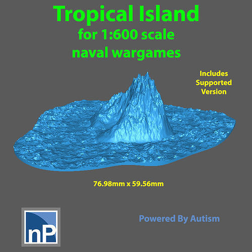 1-600 scale Tropical Island 01 Free 3D print model