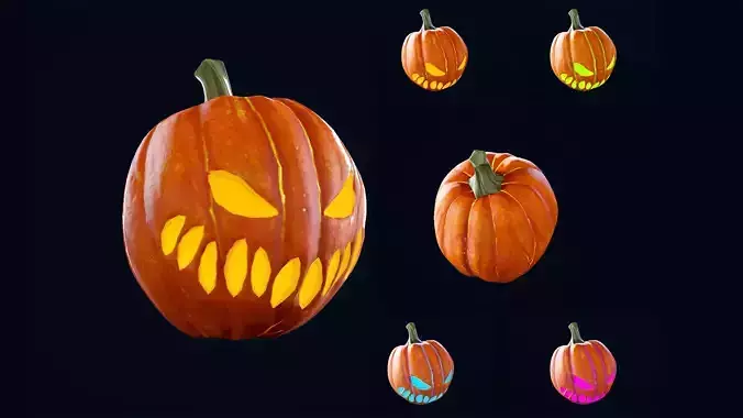 Halloween Pumpkin Head 03 - Game Ready - Textured PBR Low-poly 3D model