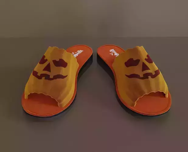 Home soft shoes for halloween day Low-poly 3D model