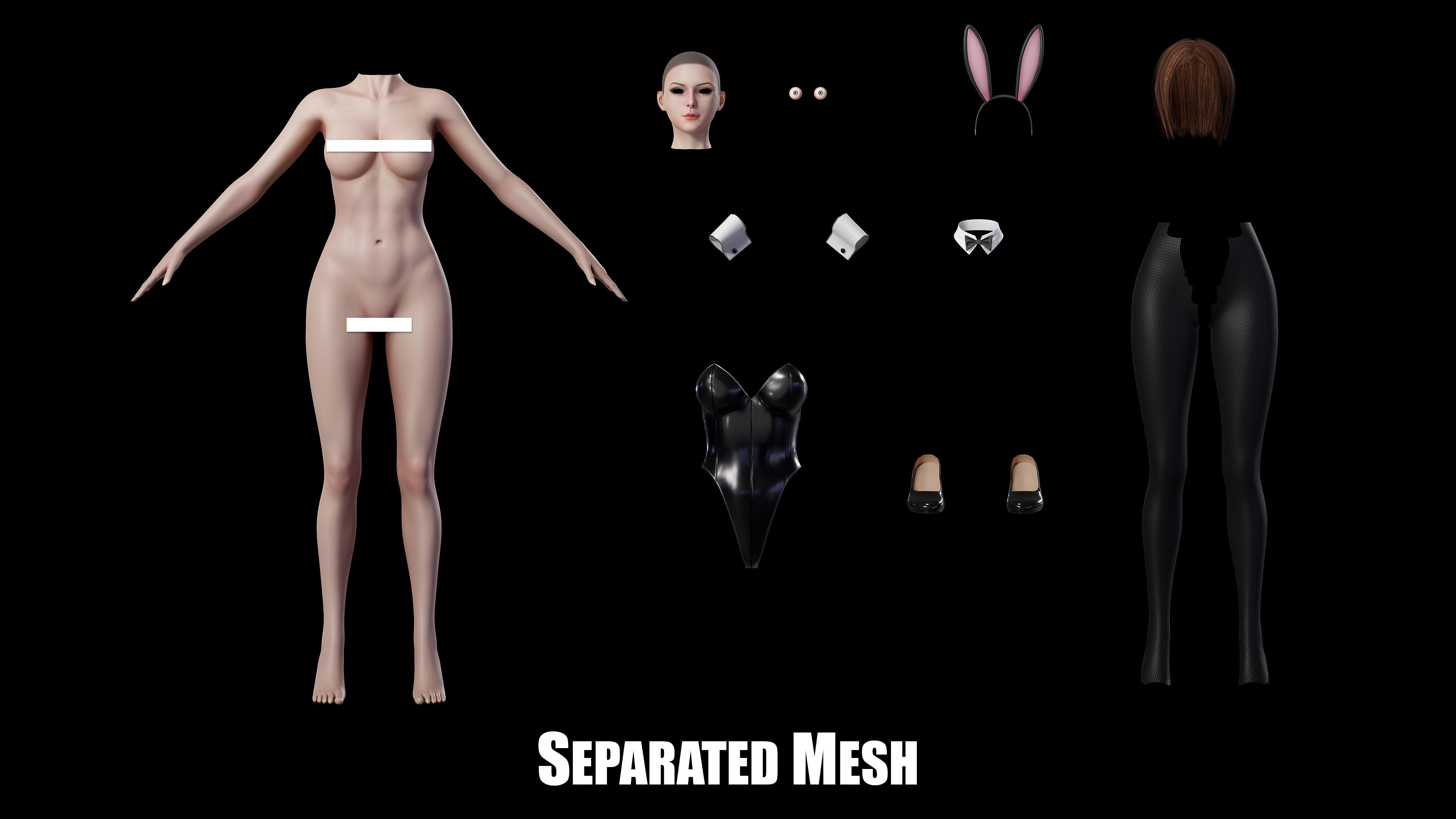 Bunny Girl Low-poly 3D model_6