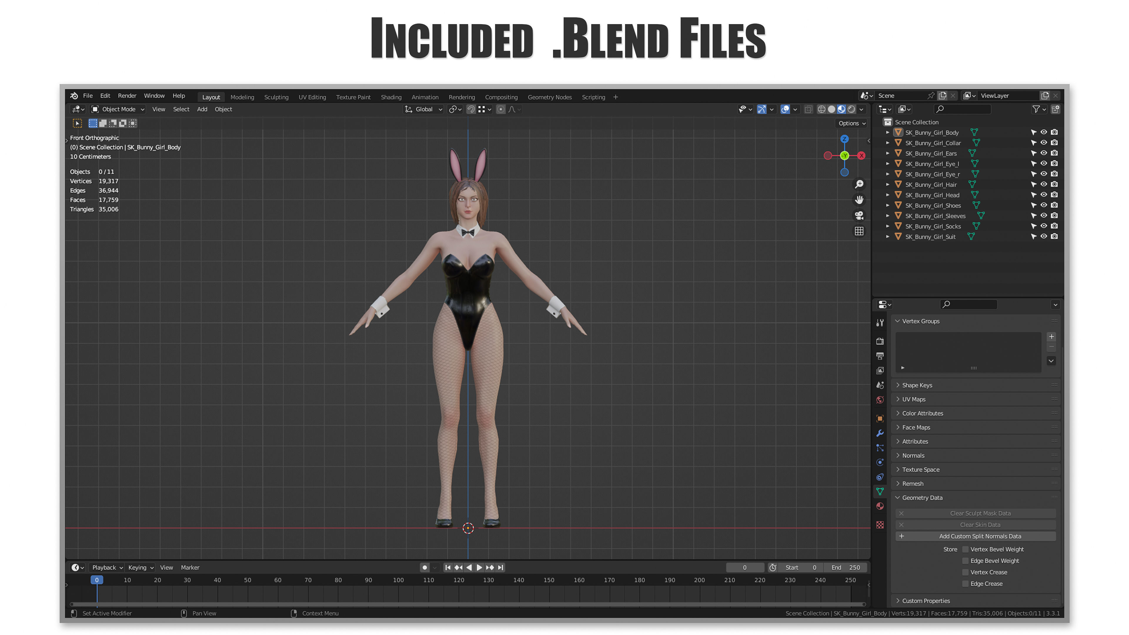 Bunny Girl Low-poly 3D model_5