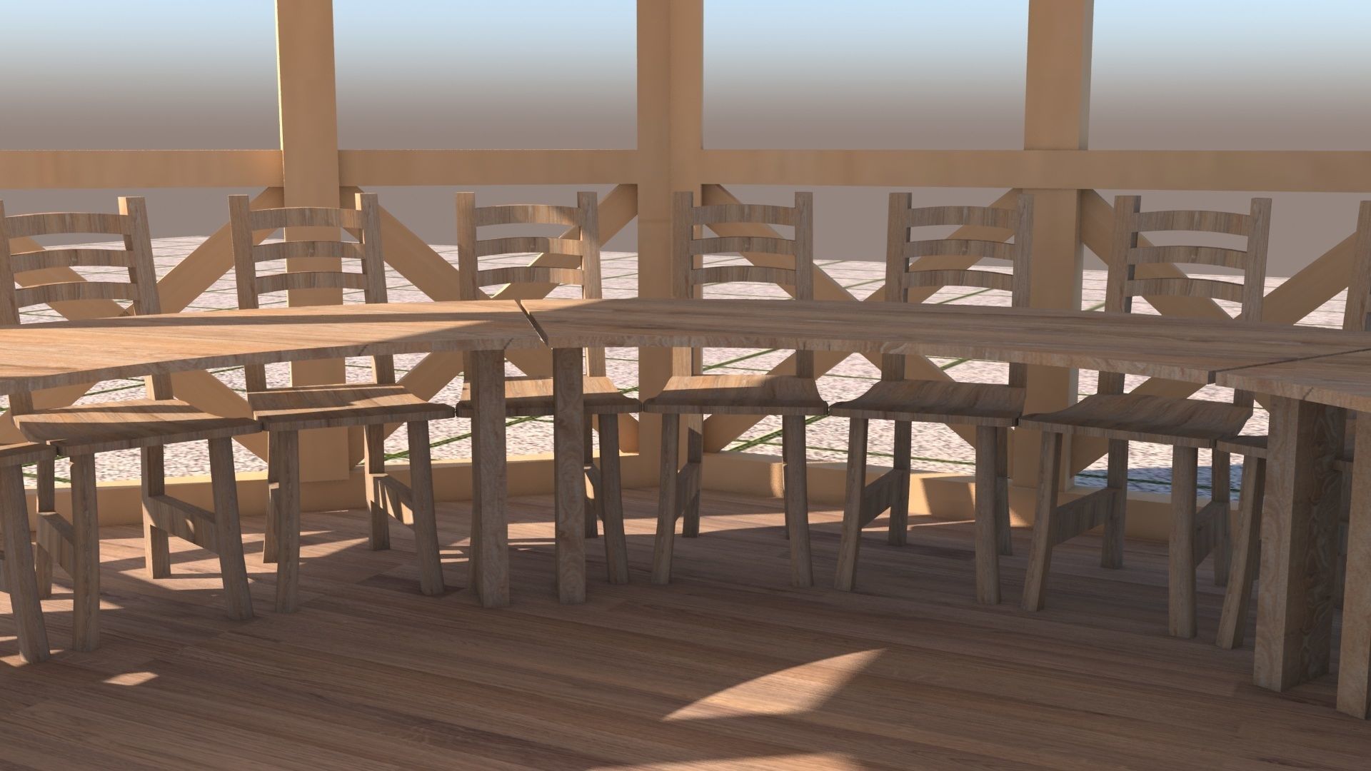 Alcove 3D wooden gazebo 3D model_6