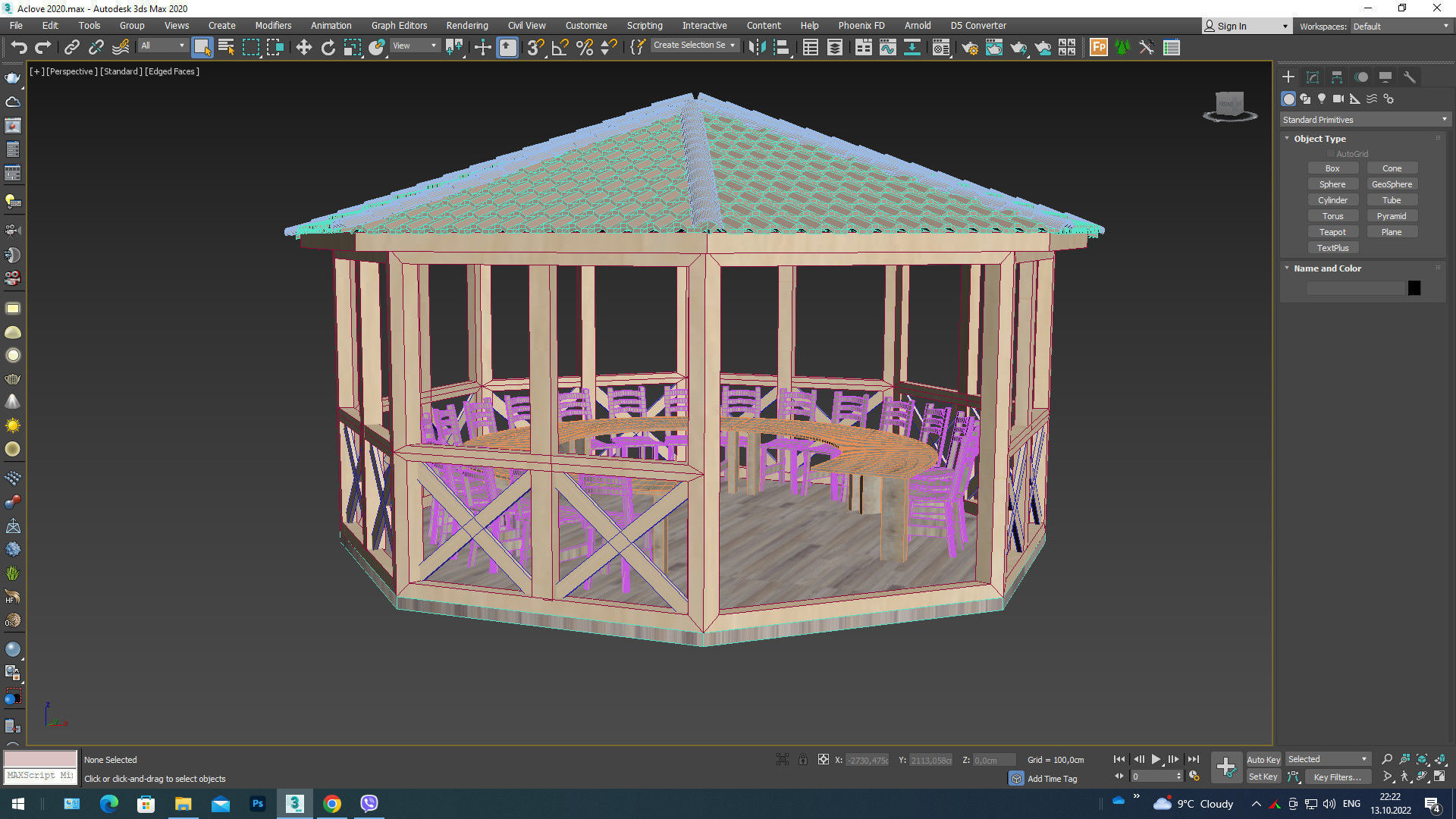 Alcove 3D wooden gazebo 3D model_9