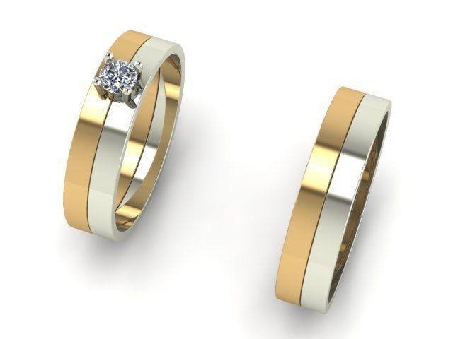 Rings Wedding Double 3D print model_2