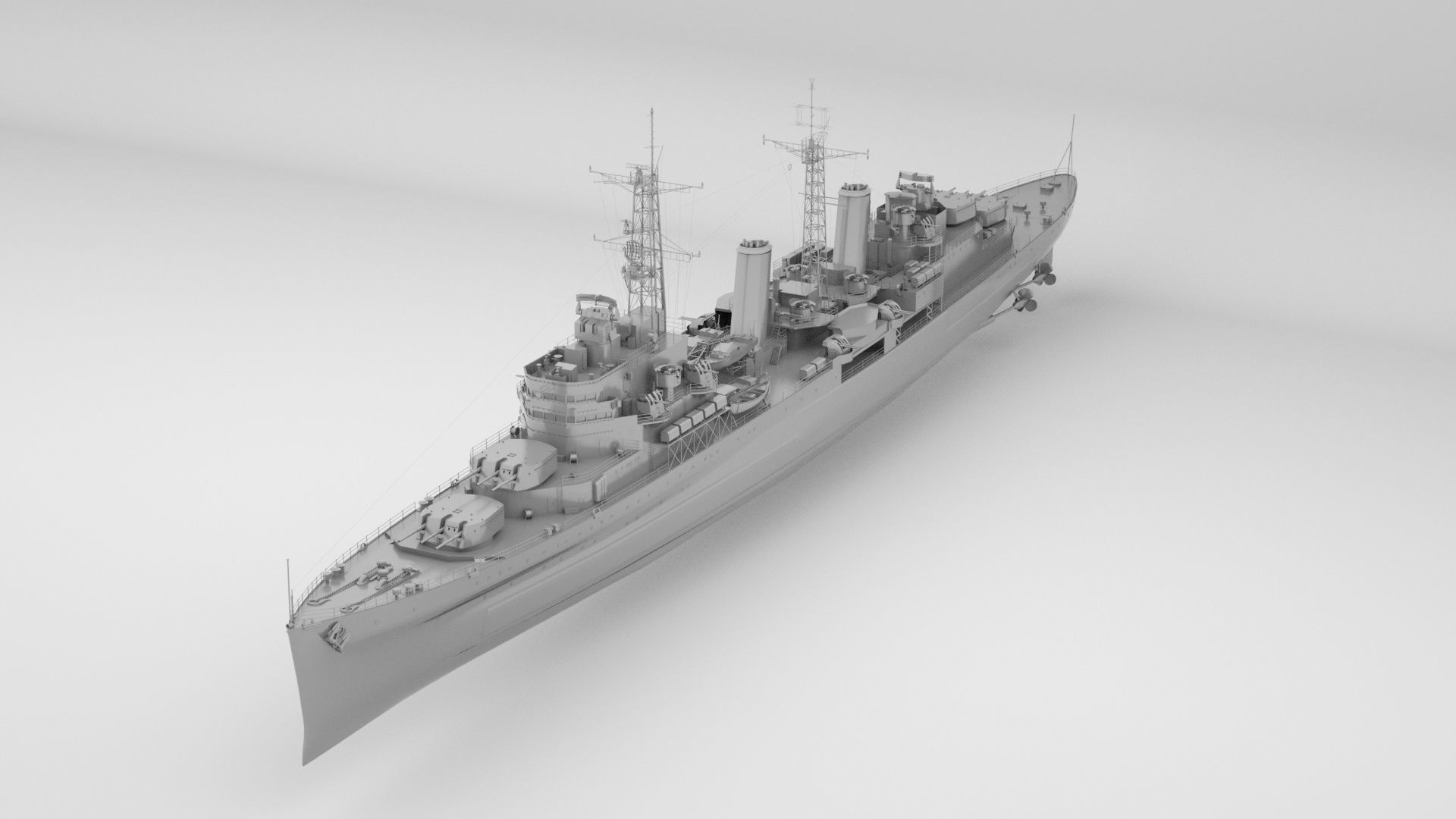HMS Belfast Town Class Royal Navy Cruiser 3D model_1
