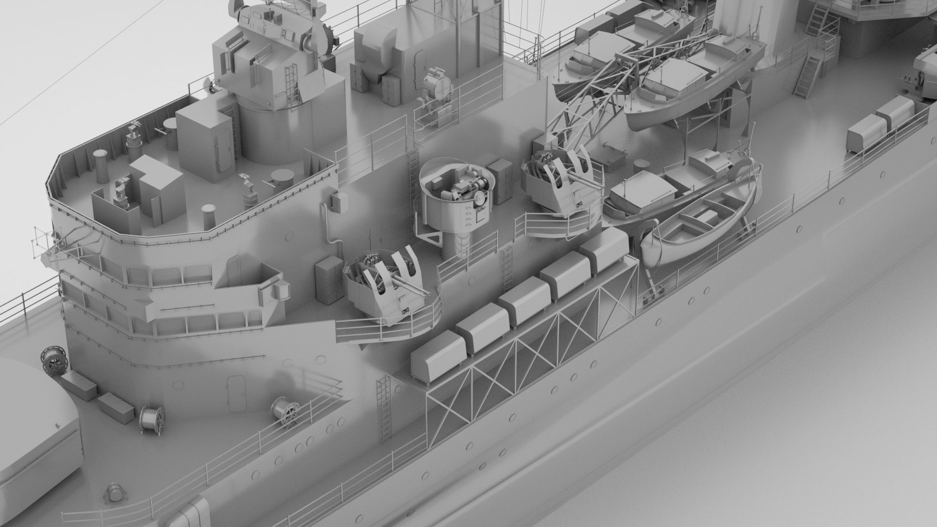 HMS Belfast Town Class Royal Navy Cruiser 3D model_4