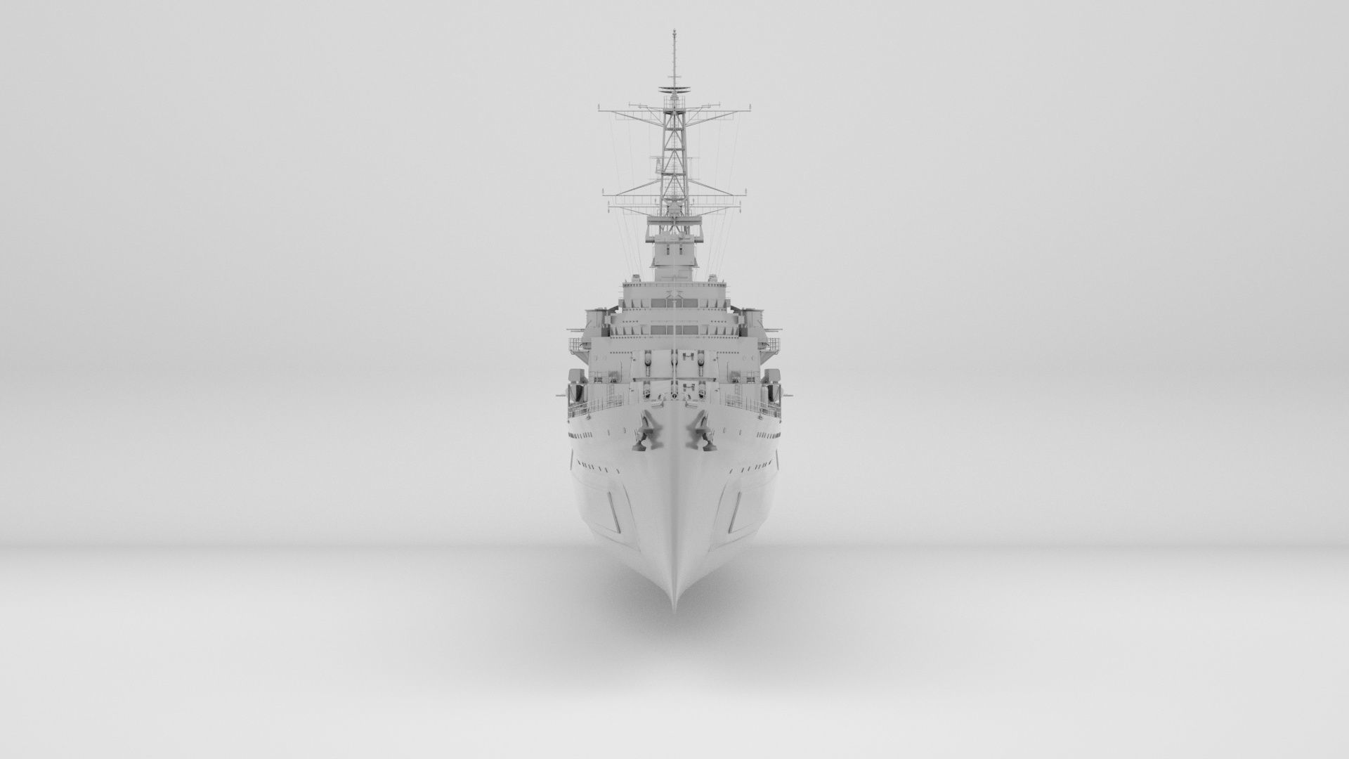 HMS Belfast Town Class Royal Navy Cruiser 3D model_11