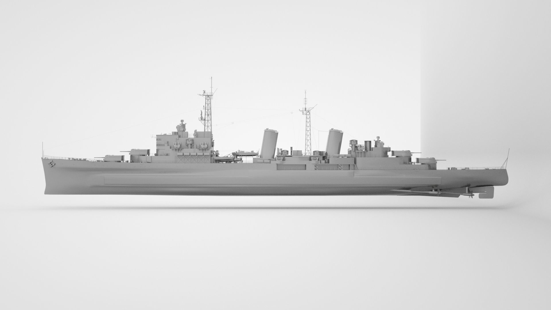 HMS Belfast Town Class Royal Navy Cruiser 3D model_8
