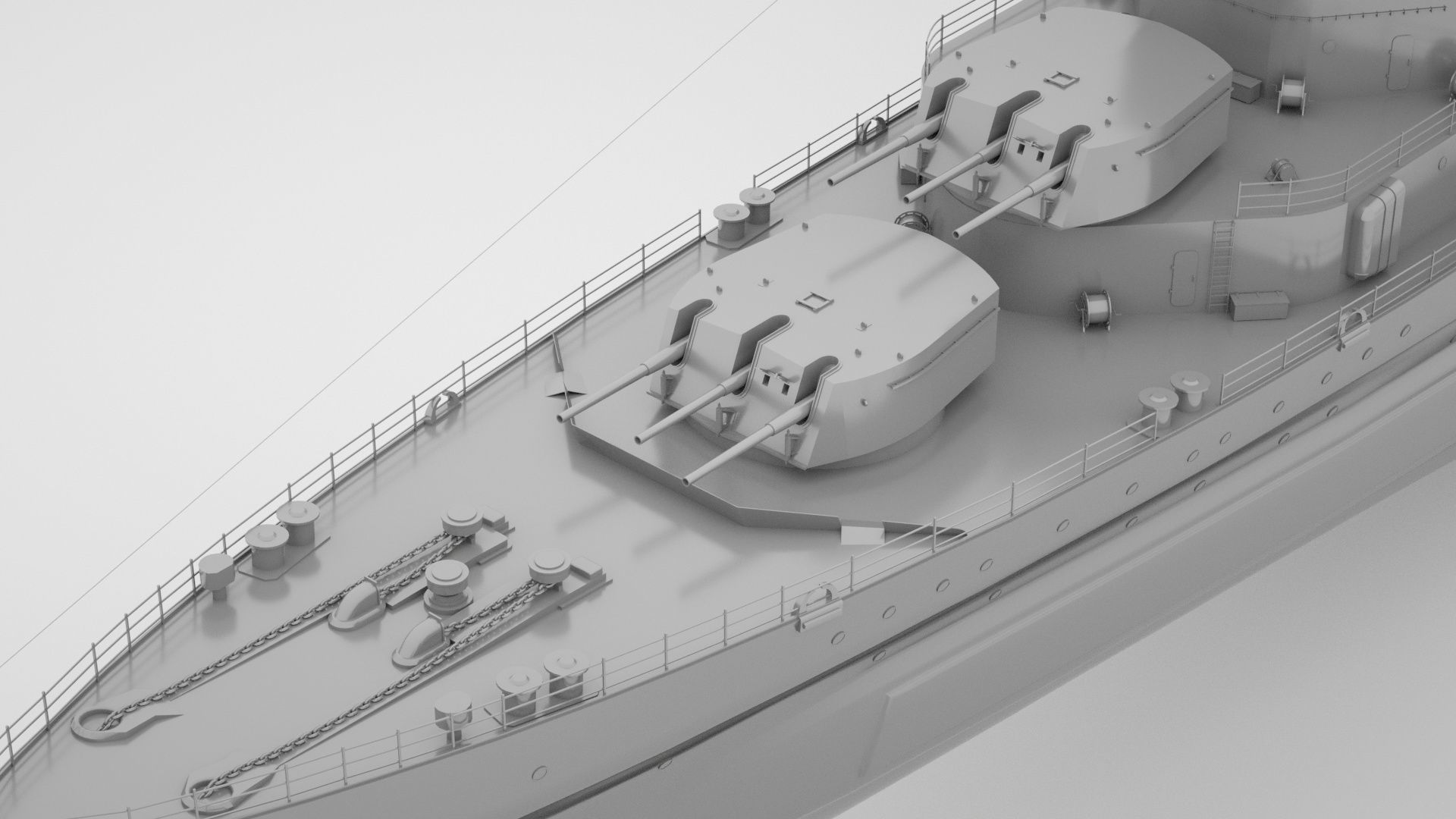 HMS Belfast Town Class Royal Navy Cruiser 3D model_3