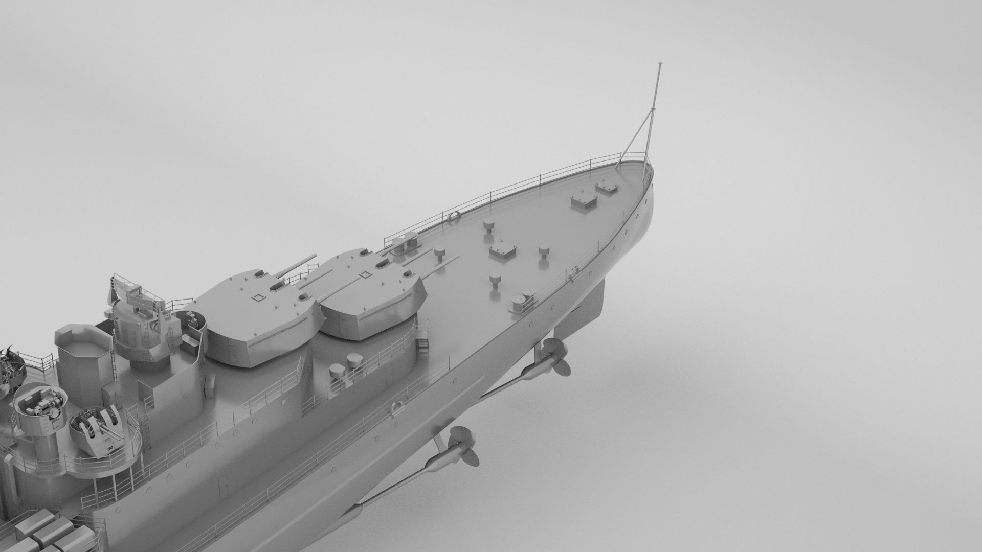 HMS Belfast Town Class Royal Navy Cruiser 3D model_7